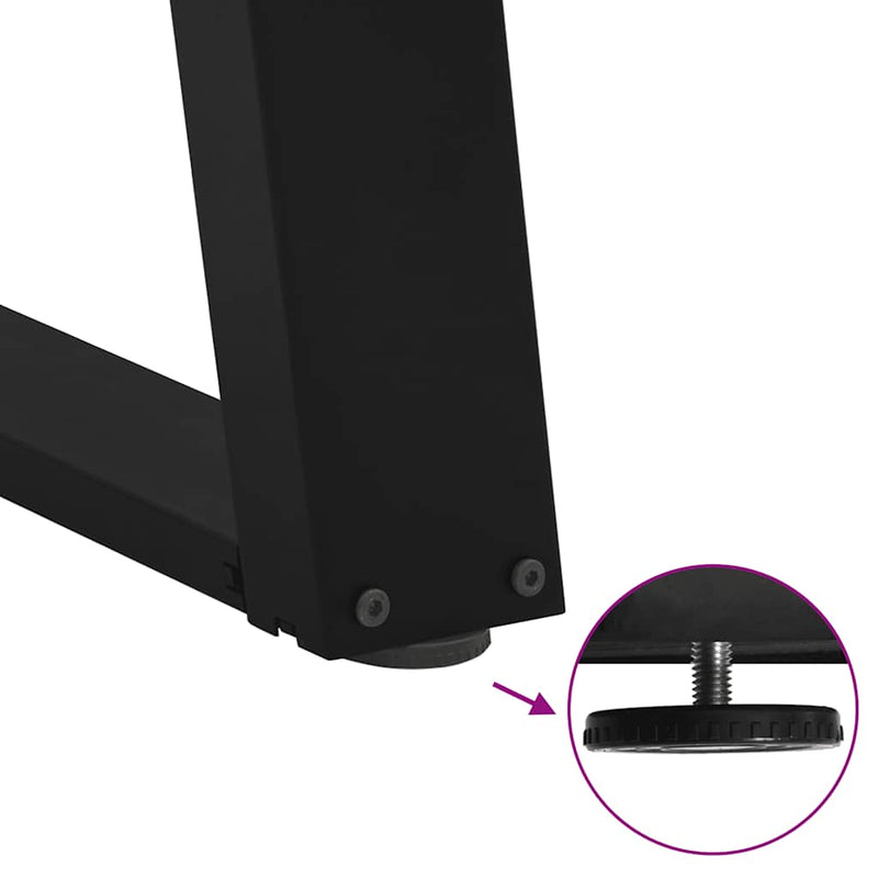 vidaXL 2 db U alakú dohányzóasztal láb fekete 70 x (30-31) cm acél dohányzóasztal láb