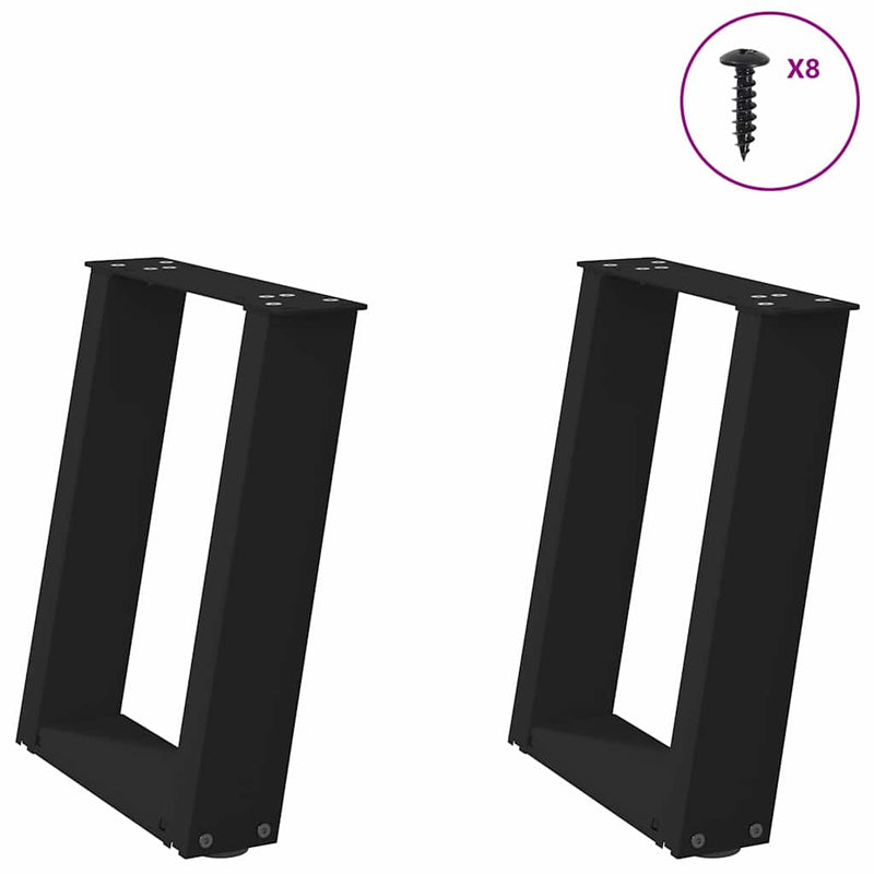 vidaXL 2 db U alakú dohányzóasztal láb fekete 28 x (42-43) cm acél dohányzóasztal láb