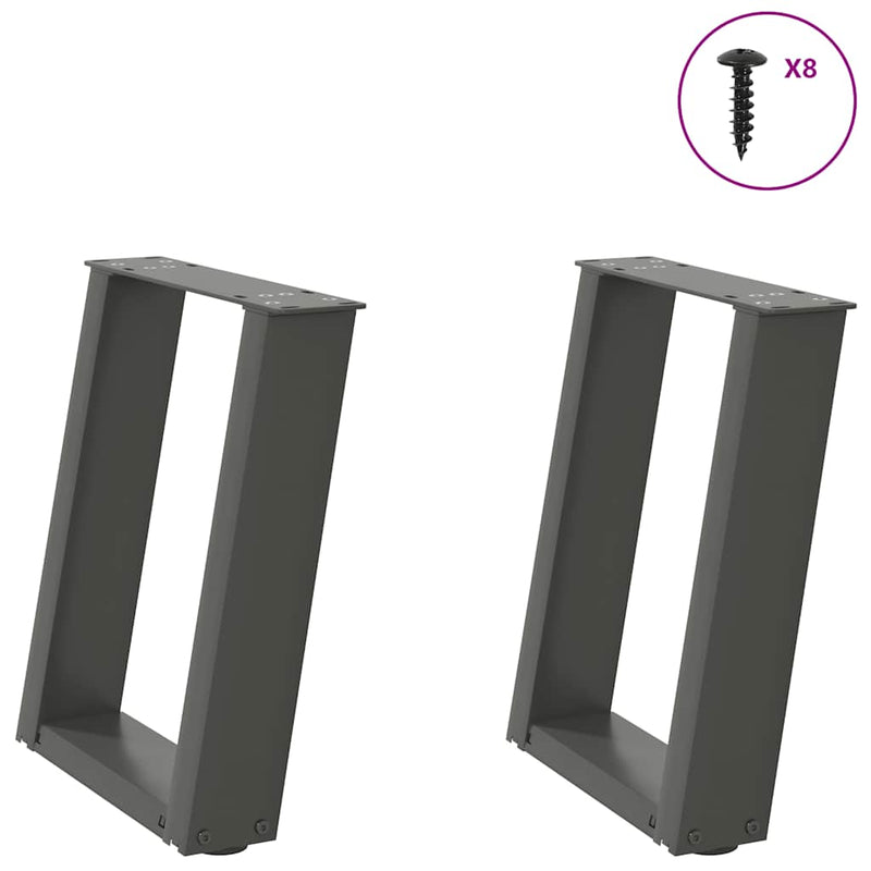 vidaXL 2 db antracitszürke U-alakú dohányzóasztal láb 28x(42-43) cm acél