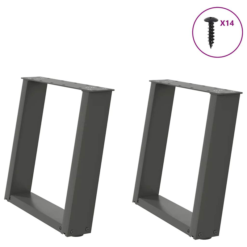 vidaXL 2 db antracitszürke, U alakú acél dohányzóasztal láb 50 x (42-43) cm