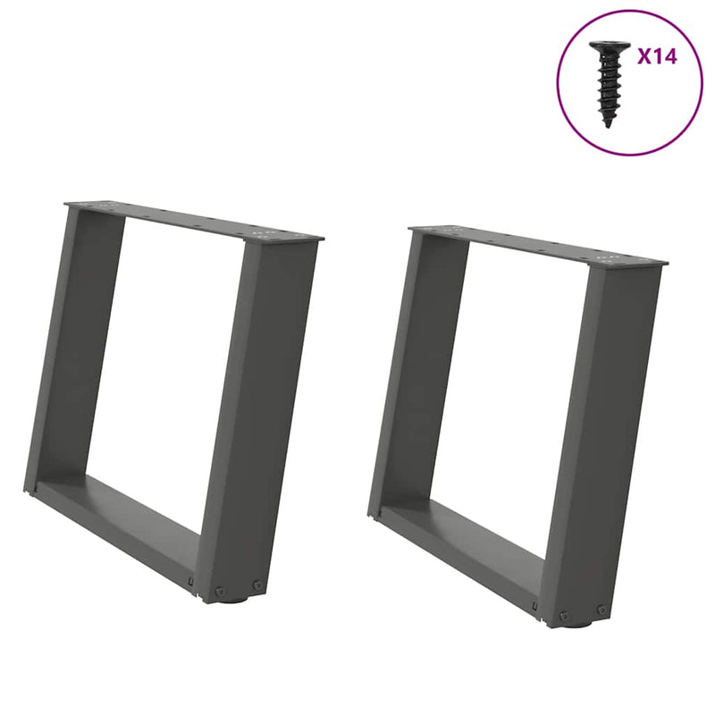 vidaXL 2 db antracitszürke, U alakú acél dohányzóasztal láb 60 x (42-43) cm