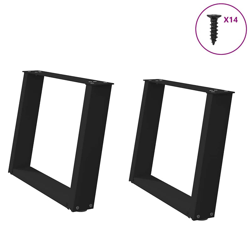 vidaXL 2 db U alakú dohányzóasztal láb fekete 70 x (42-43) cm acél dohányzóasztal láb