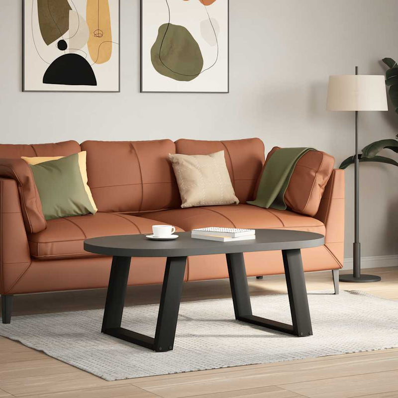 vidaXL 2 db U alakú dohányzóasztal láb fekete 70 x (42-43) cm acél dohányzóasztal láb