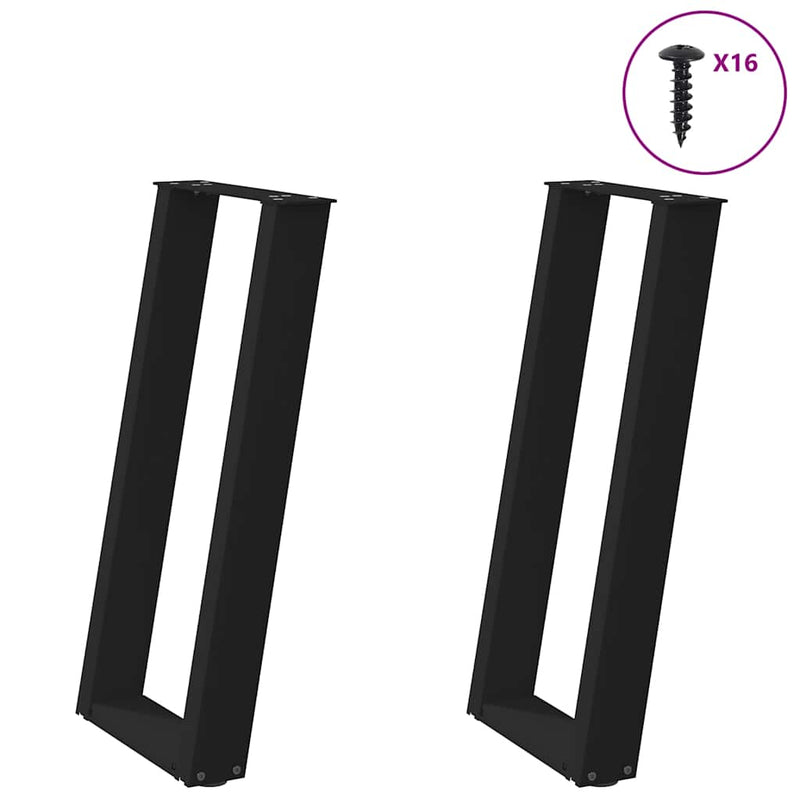vidaXL 2 db fekete, U alakú acél konzolasztal láb 38 x (72-73) cm