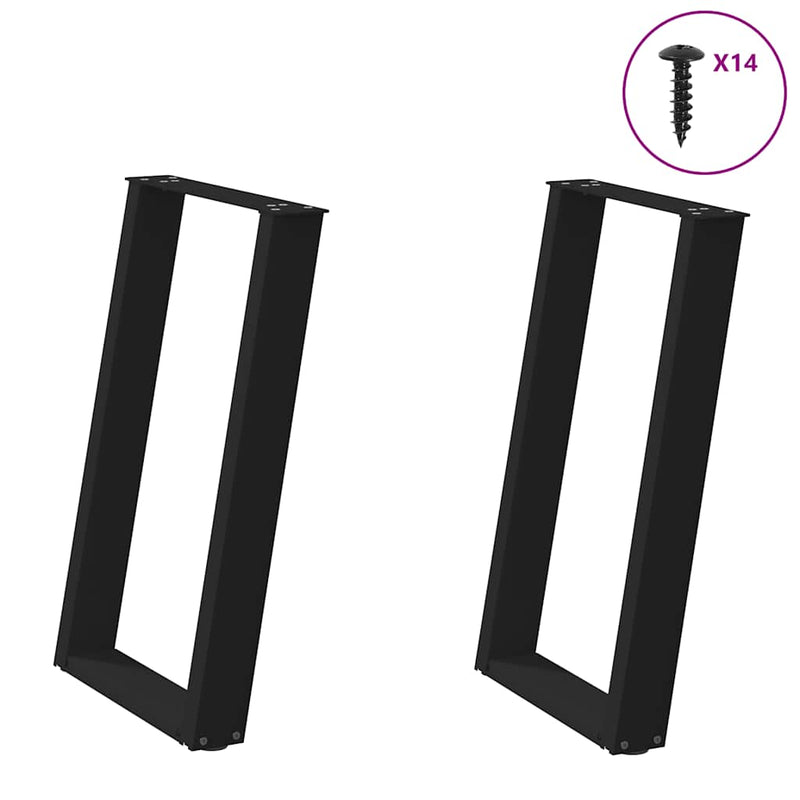 vidaXL 2 db U alakú étkezőasztal láb fekete acélból 50 x (72-73) cm