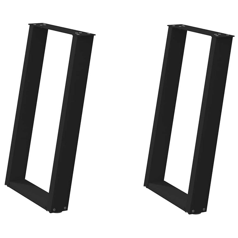 vidaXL 2 db U alakú étkezőasztal láb fekete acélból 50 x (72-73) cm