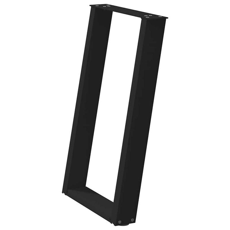 vidaXL 2 db U alakú étkezőasztal láb fekete acélból 50 x (72-73) cm