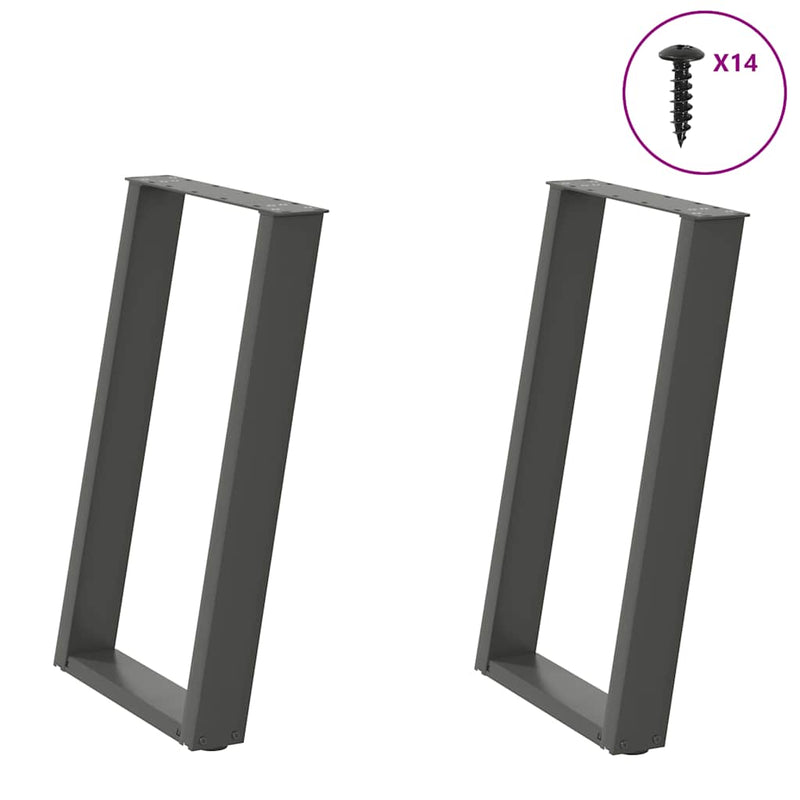 vidaXL 2 db antracitszürke, U alakú acél étkezőasztal láb 50 x (72-73) cm