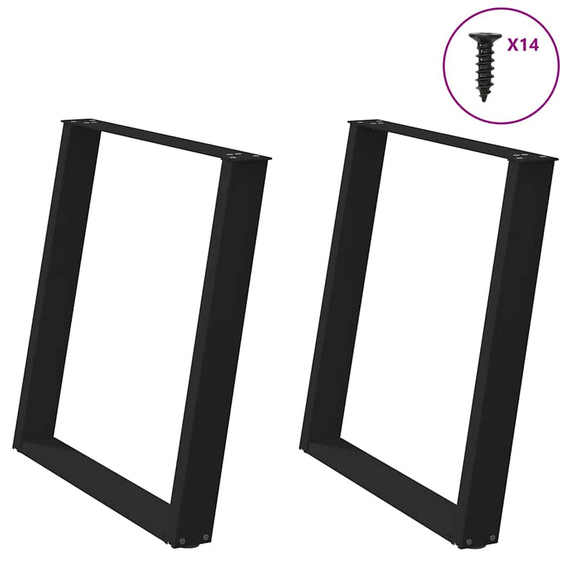 vidaXL 2 db U alakú étkezőasztal láb fekete, 70 x (72-73) cm acél
