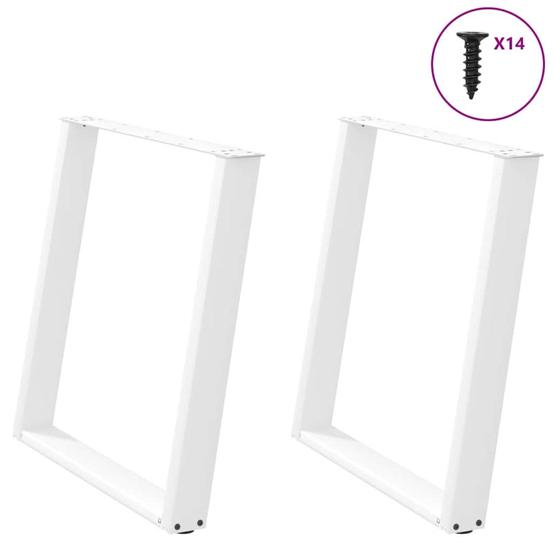 vidaXL 2 db U alakú étkezőasztal láb fehér 70 x (72-73) cm acél étkezőasztal láb