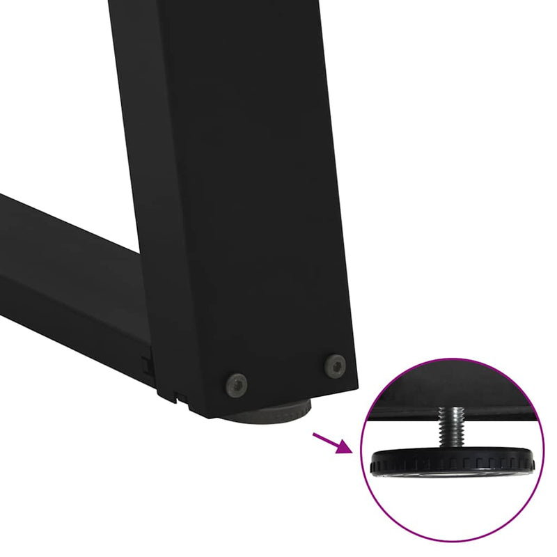 vidaXL 2 db U alakú étkezőasztal láb fekete 80 x (72-73) cm acél étkezőasztal láb