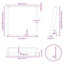 vidaXL 2 db U alakú étkezőasztal láb fekete 80 x (72-73) cm acél étkezőasztal láb