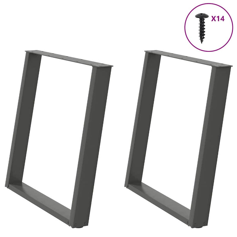 vidaXL 2 db antracitszürke, U alakú acél étkezőasztal láb 80 x (72-73) cm