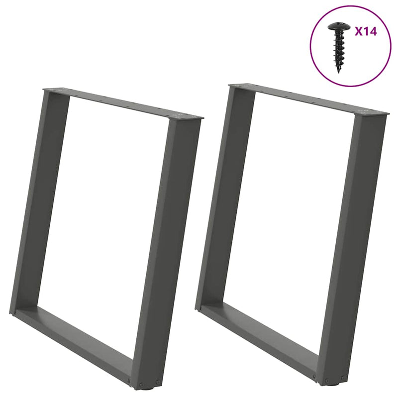 vidaXL 2 db antracitszürke, U alakú acél étkezőasztal láb 90 x (72-73) cm