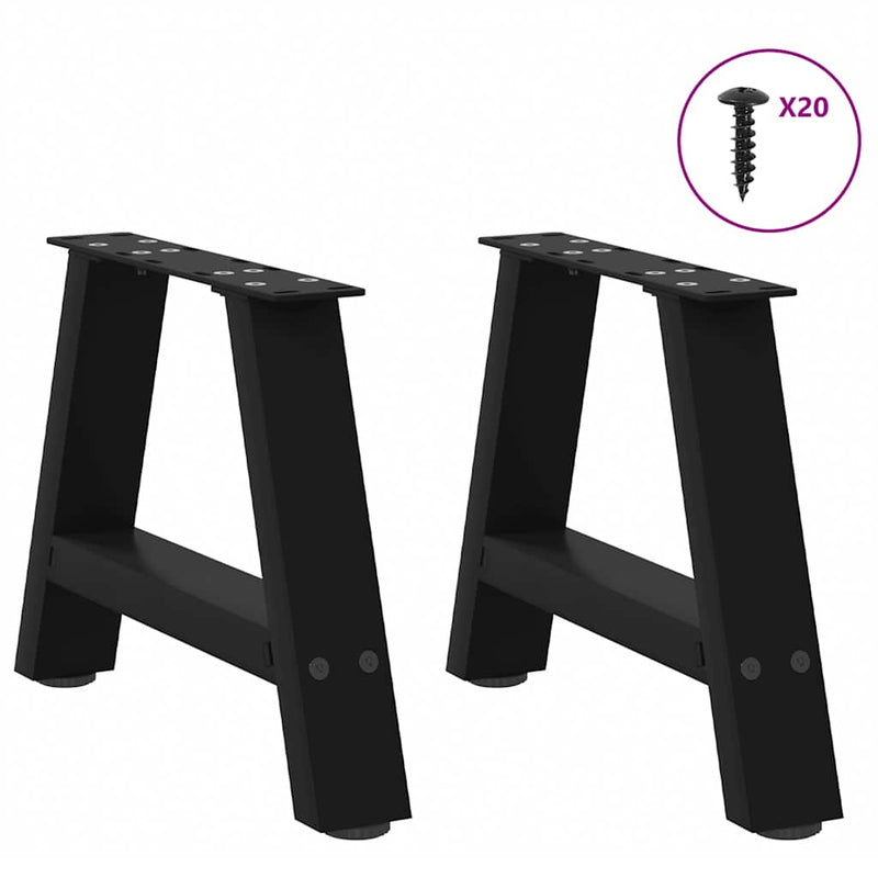 vidaXL 2 db A-alakú dohányzóasztal láb fekete 40 x (30-31) cm acél dohányzóasztal láb