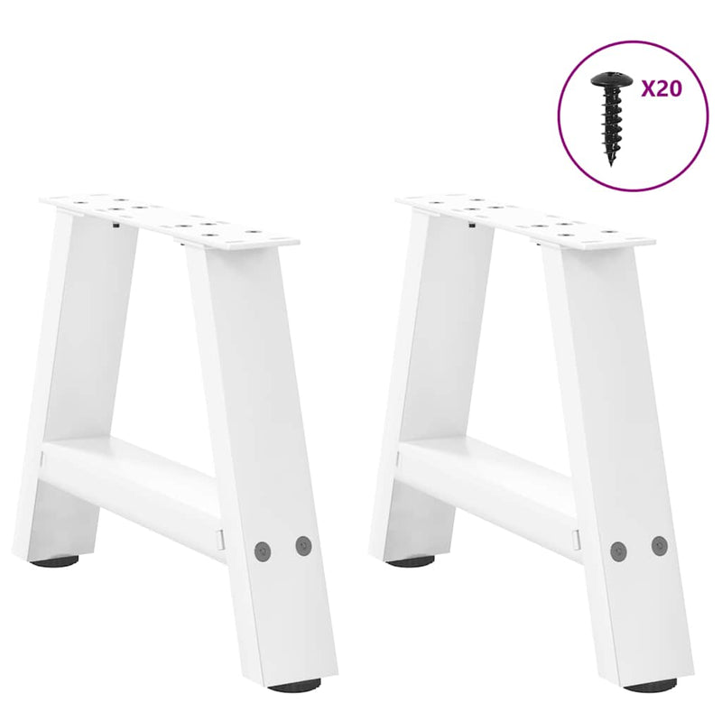vidaXL 2 db A-alakú fehér dohányzóasztal láb 40 x (30-31) cm acél
