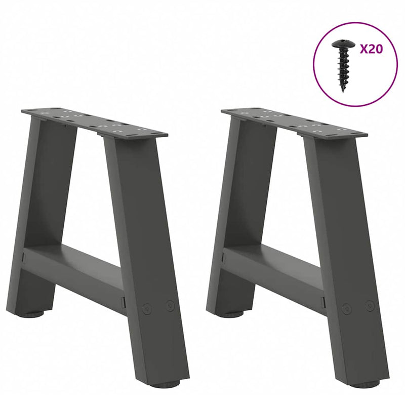 vidaXL 2 db antracitszürke A-alakú acél dohányzóasztal láb 40x(30-31) cm