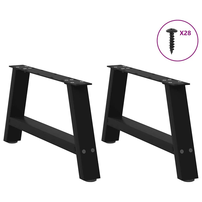 vidaXL 2 db fekete, A-alakú acél dohányzóasztal láb 60 x (30-31) cm