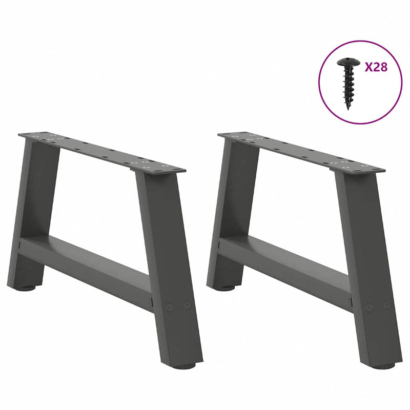 vidaXL 2 db antracitszürke A-alakú acél dohányzóasztal láb 70x(30-31) cm