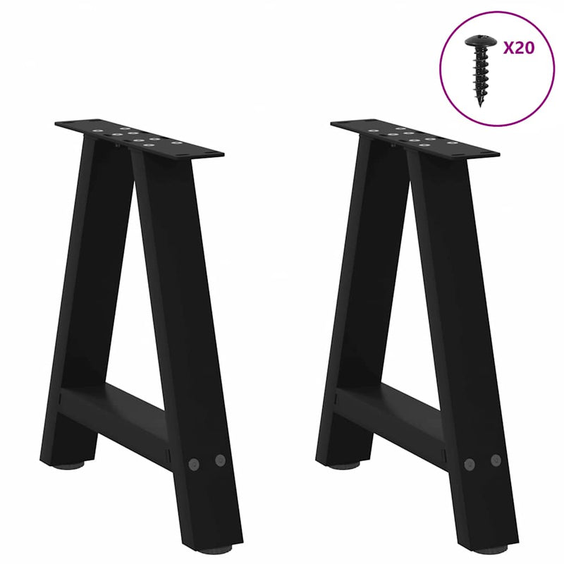vidaXL 2 db fekete, A-alakú acél dohányzóasztal láb 50 x (42-43) cm