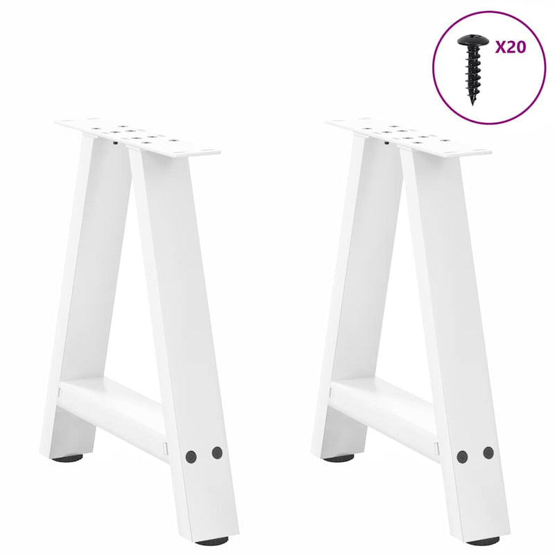 vidaXL 2 db A-alakú fehér dohányzóasztal láb 50 x (42-43) cm acél