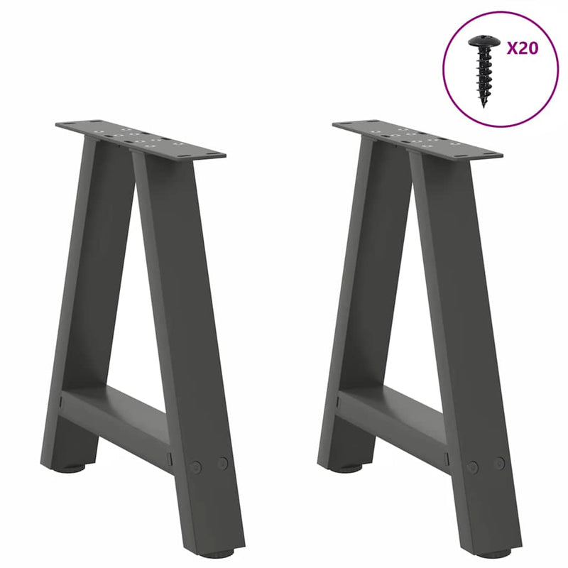 vidaXL 2 db antracitszürke A-alakú acél dohányzóasztal láb 50x(42-43) cm