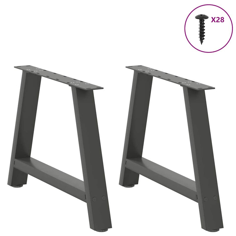 vidaXL 2 db antracitszürke A-alakú acél dohányzóasztal láb 60 x (42-43) cm
