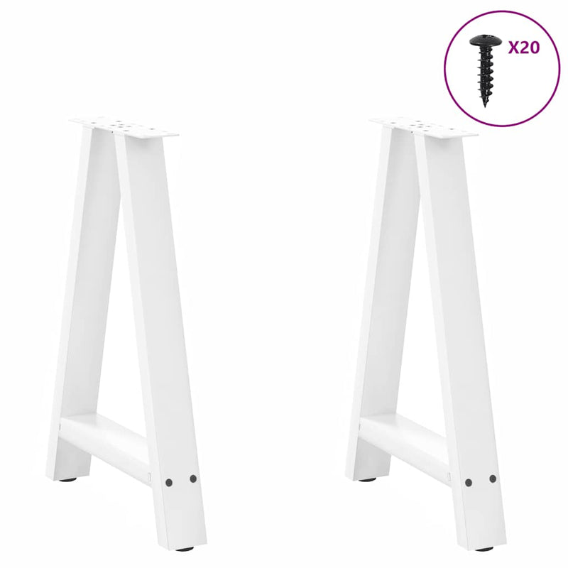 vidaXL 2 db fehér A-alakú étkezőasztal láb 50 x (72-73) cm acél étkezőasztal láb