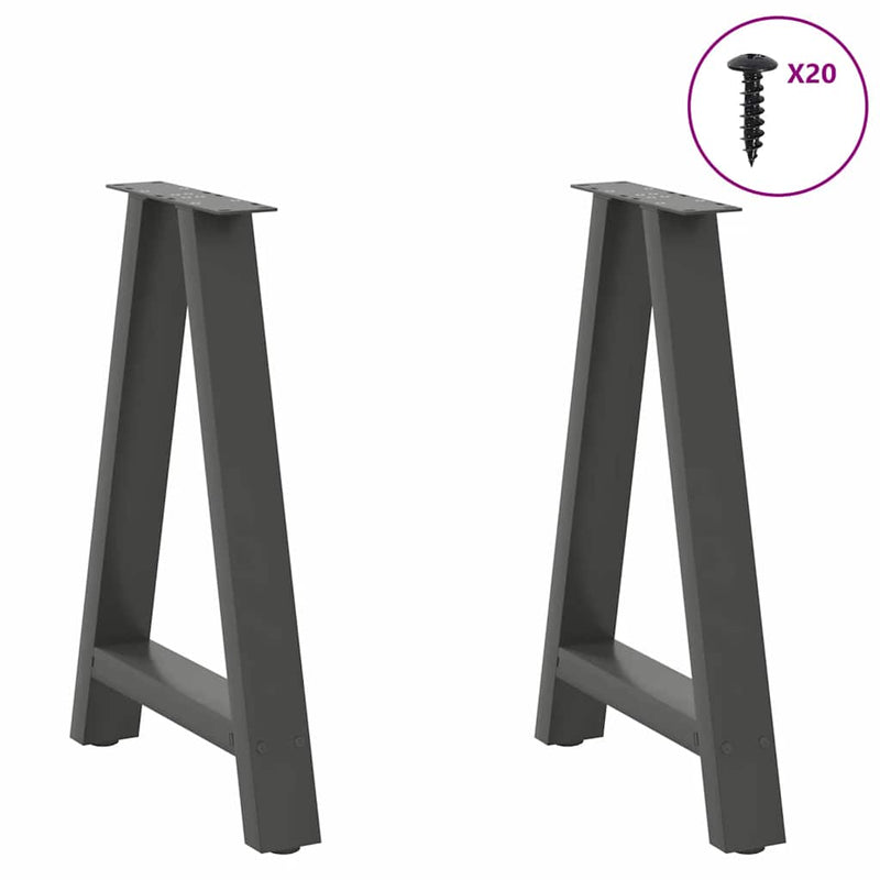 vidaXL 2 db antracitszürke A-alakú acél étkezőasztal láb 50x(72-73) cm
