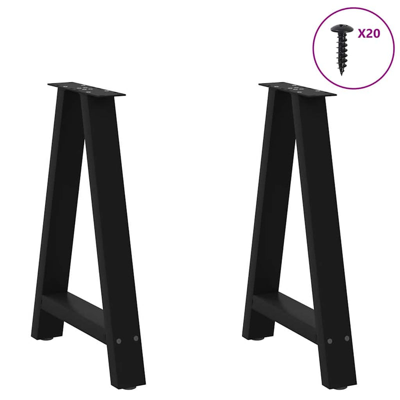 vidaXL 2 db A-alakú étkezőasztal láb fekete 60 x (72-73) cm acél étkezőasztal láb