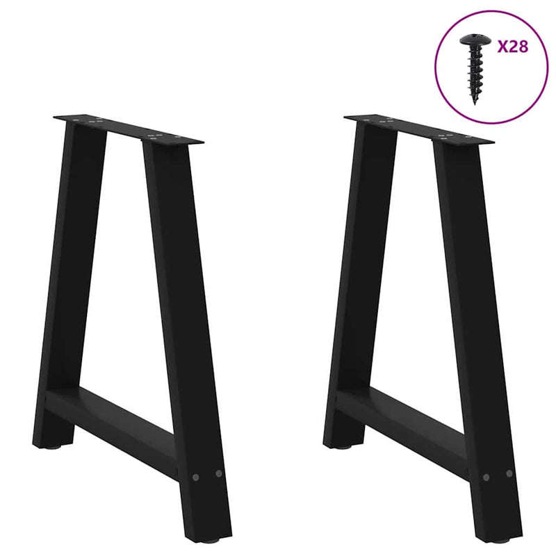 vidaXL 2 db A-alakú étkezőasztal láb fekete 80x(72-73) cm acél étkezőasztal láb