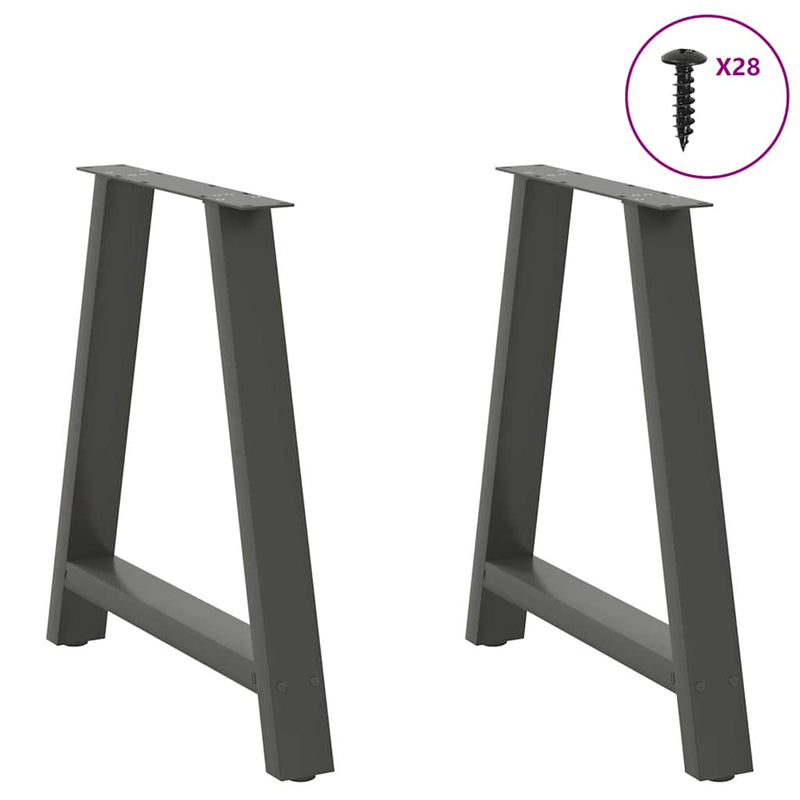 vidaXL 2 db antracitszürke A-alakú acél étkezőasztal láb 80x(72-73) cm