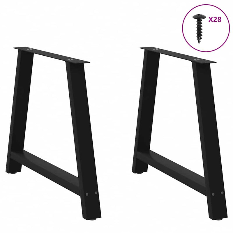 vidaXL 2 db A-alakú étkezőasztal láb fekete 90 x (72-73) cm acél étkezőasztal láb