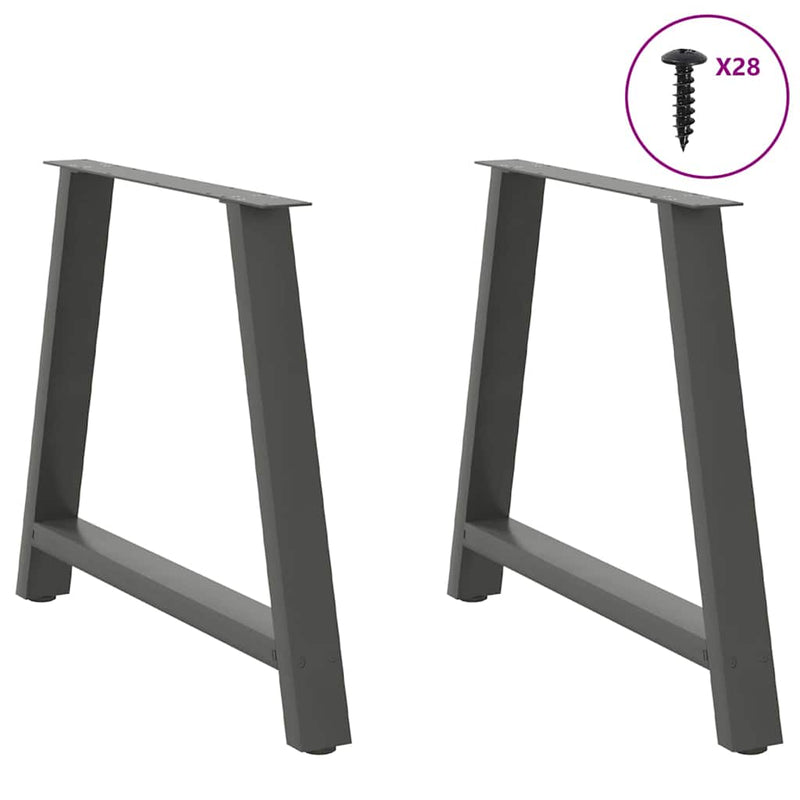 vidaXL 2 db antracitszürke A-alakú étkezőasztal láb 90 x (72-73) cm acél étkezőasztal láb