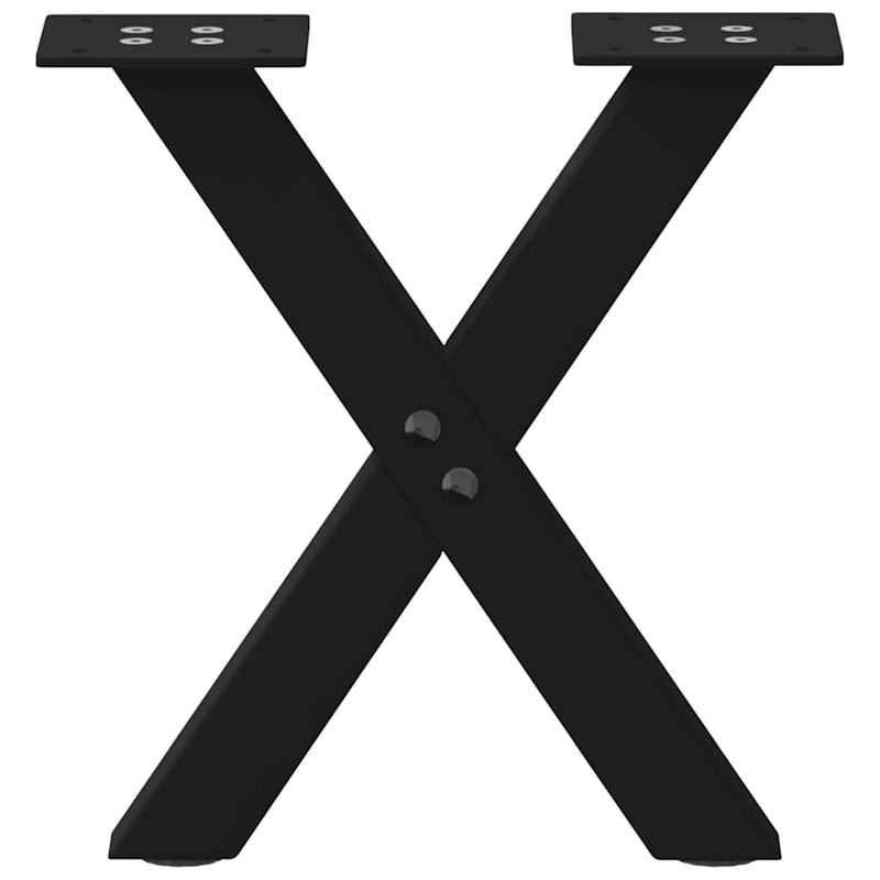 vidaXL 2 db fekete, X alakú acél dohányzóasztal láb 30 x (30-31) cm