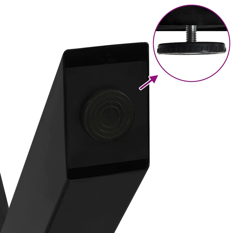 vidaXL 2 db fekete, X alakú acél dohányzóasztal láb 30 x (30-31) cm