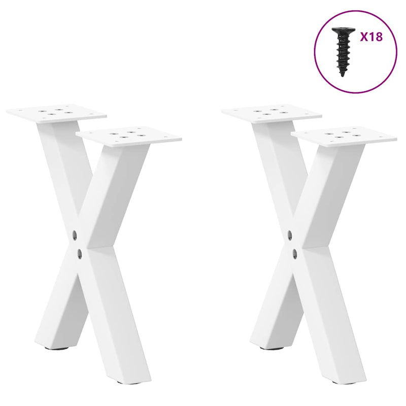 vidaXL 2 db fehér, X alakú acél dohányzóasztal láb 30 x (30-31) cm