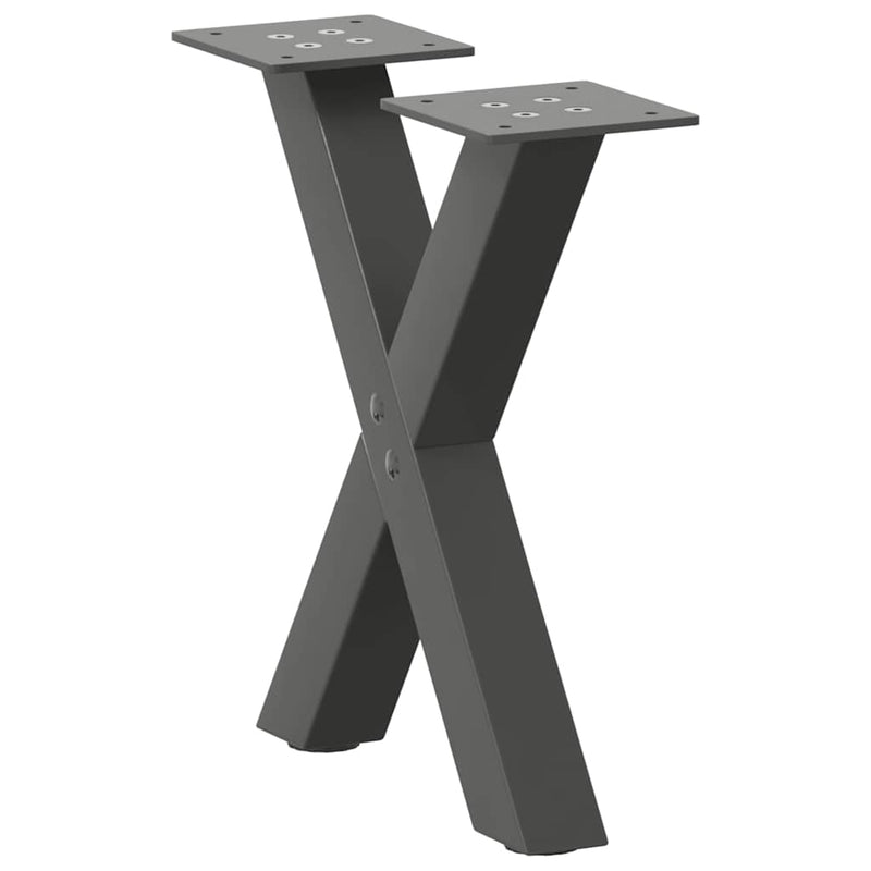 vidaXL 2 db antracitszürke X alakú acél dohányzóasztal láb 30x(30-31) cm