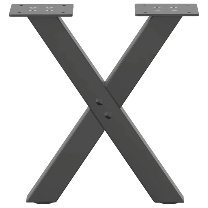 vidaXL 2 db antracitszürke X alakú acél dohányzóasztal láb 30x(30-31) cm