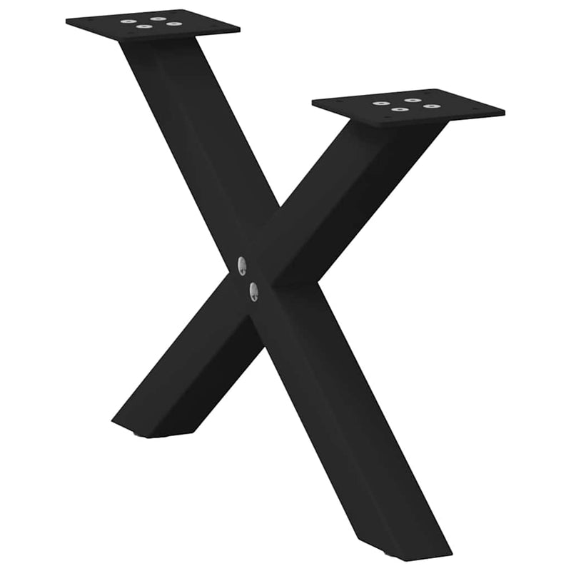 vidaXL 2 db fekete, X alakú acél dohányzóasztal láb 50 x (30-31) cm