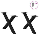 vidaXL 2 db fekete, X alakú acél dohányzóasztal láb 50 x (30-31) cm