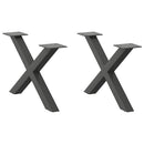 vidaXL 2 db antracitszürke X-alakú acél dohányzóasztal láb 50x(30-31) cm