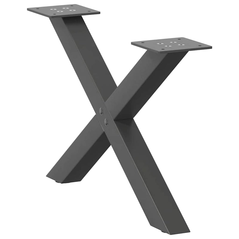 vidaXL 2 db antracitszürke X-alakú acél dohányzóasztal láb 50x(30-31) cm