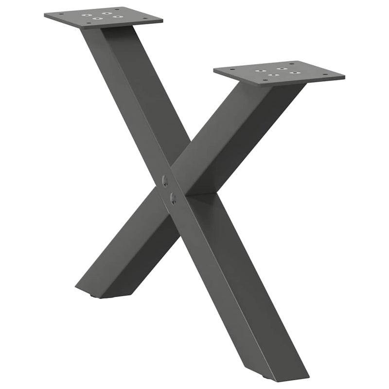 vidaXL 2 db antracitszürke X-alakú acél dohányzóasztal láb 50x(30-31) cm