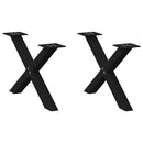 vidaXL 2 db fekete, X alakú acél dohányzóasztal láb 60 x (30-31) cm
