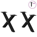 vidaXL 2 db fekete, X alakú acél dohányzóasztal láb 60 x (30-31) cm