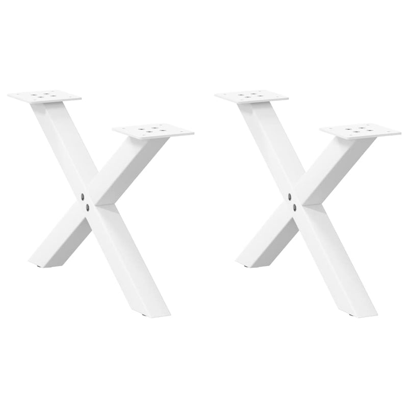 vidaXL 2 db fehér, X alakú acél dohányzóasztal láb 60 x (30-31) cm