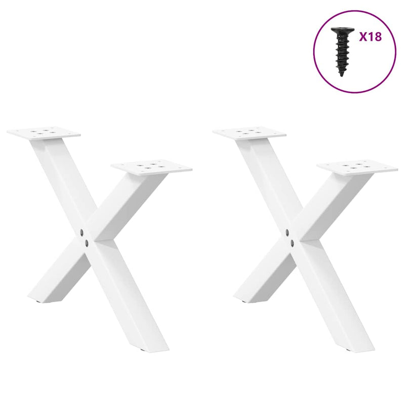 vidaXL 2 db fehér, X alakú acél dohányzóasztal láb 60 x (30-31) cm