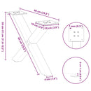 vidaXL 2 db X alakú natúr acél dohányzóasztal láb 60 x (30-31) cm