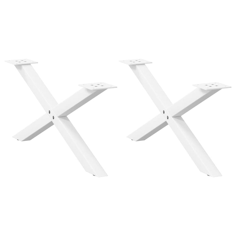 vidaXL 2 db fehér, X alakú dohányzóasztal láb 70 x (30-31) cm acél